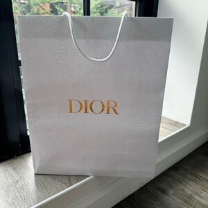Dior White Shopping Bag with Gold Logo